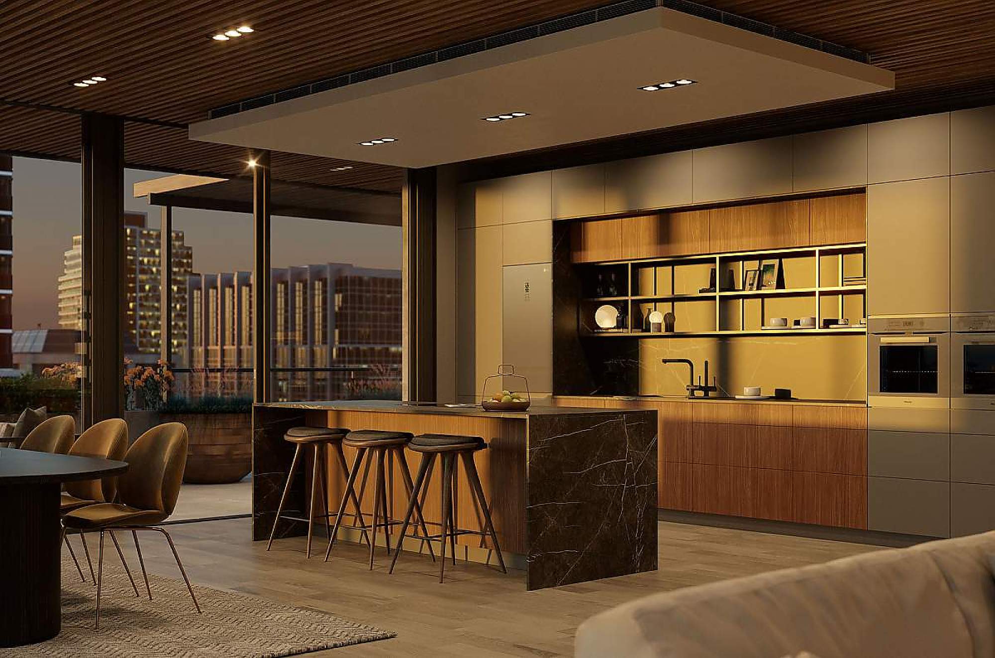 Como integrar cocinas americanas con el salón